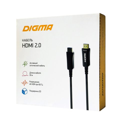 Кабель аудио-видео Digma HDMI 2.0 AOC HDMI (m)/HDMI (m) 30м. Позолоченные контакты черный (BHP AOC 2 фото 5