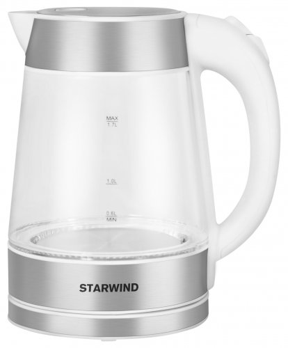Чайник электрический Starwind SKG2011 1.7л. 2200Вт белый/серебристый (корпус: стекло) фото 3