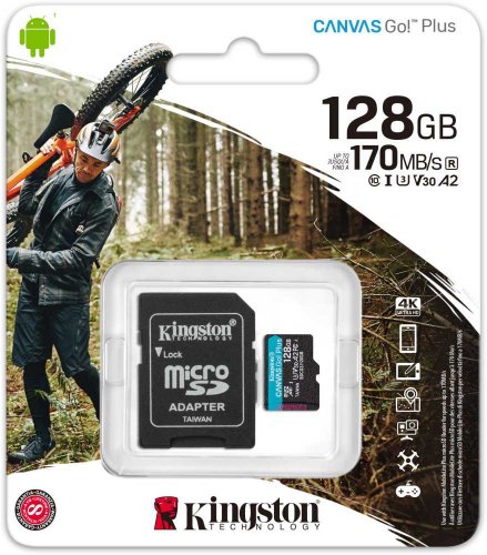 Флеш карта microSDXC 128Gb Class10 Kingston SDCG3/128GB Canvas Go! Plus + adapter фото 2