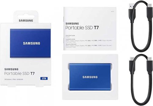 Накопитель SSD Samsung USB-C 2Tb MU-PC2T0H/WW T7 1.8" синий фото 11