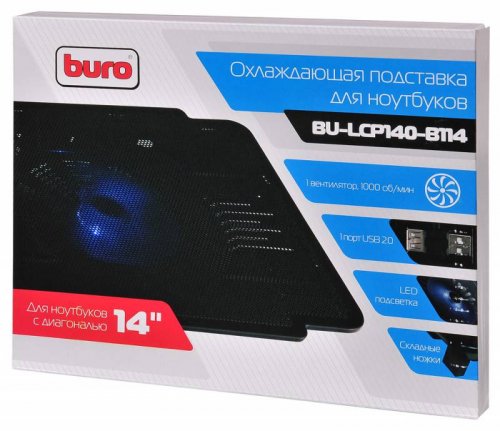 Подставка для ноутбука Buro BU-LCP140-B114 14"335x265x23мм 1xUSB 1x 140ммFAN металлическая сетка/пла фото 7