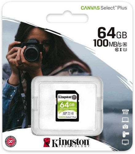 Флеш карта SDXC 64Gb Class10 Kingston SDS2/64GB Canvas Select Plus w/o adapter фото 2