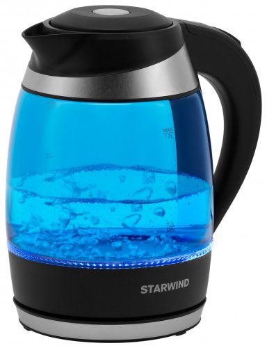 Чайник электрический Starwind SKG2216 1.8л. 2200Вт синий/черный (корпус: стекло) фото 6