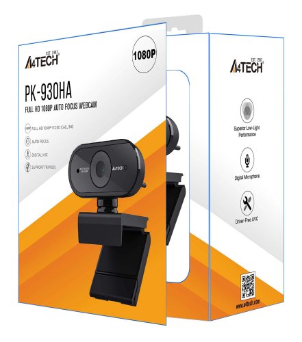 Камера Web A4Tech PK-930HA черный 2Mpix (1920x1080) USB2.0 с микрофоном фото 3
