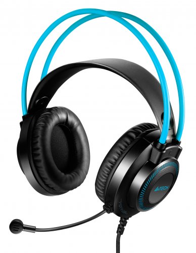 Наушники с микрофоном A4Tech Fstyler FH200U серый/синий 2м накладные USB оголовье (FH200U BLUE) фото 3