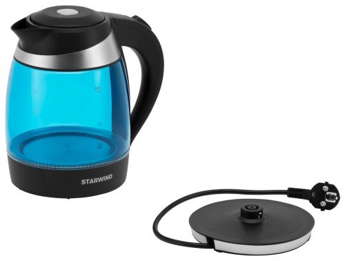 Чайник электрический Starwind SKG2216 1.8л. 2200Вт синий/черный (корпус: стекло) фото 8