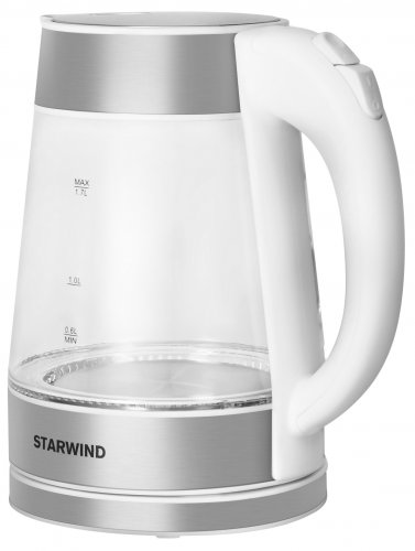 Чайник электрический Starwind SKG2011 1.7л. 2200Вт белый/серебристый (корпус: стекло) фото 2