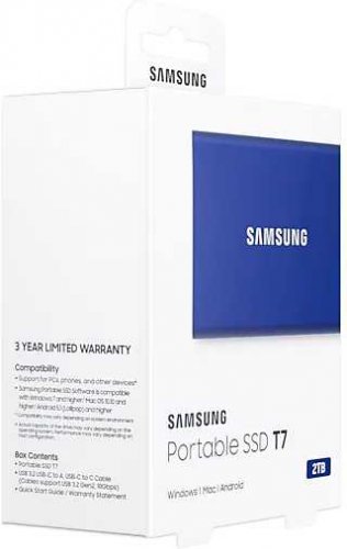 Накопитель SSD Samsung USB-C 2Tb MU-PC2T0H/WW T7 1.8" синий фото 9