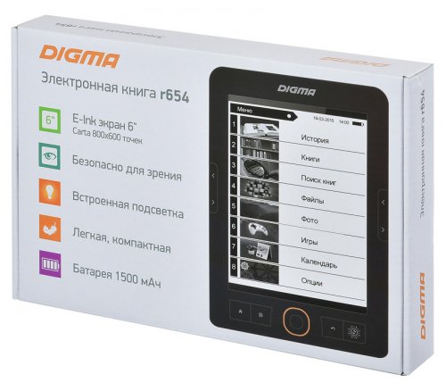 Электронная книга Digma R654 6" E-Ink Carta 800x600 600MHz/4Gb/microSDHC/подсветка дисплея графит фото 2