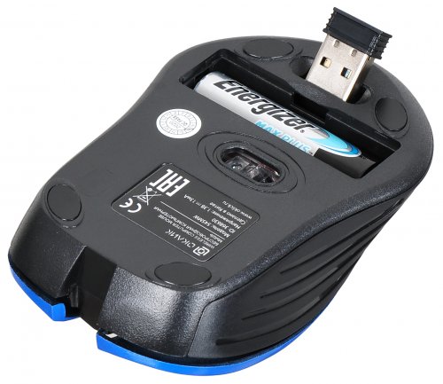 Мышь Оклик 545MW черный/синий оптическая (1600dpi) беспроводная USB для ноутбука (4but) фото 9