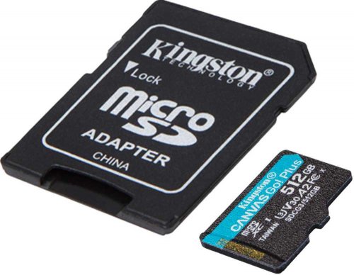 Флеш карта microSDXC 512Gb Class10 Kingston SDCG3/512GB Canvas Go! Plus + adapter фото 3