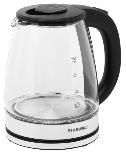 Чайник электрический Starwind SKG2050 1.8л. 1800Вт черный/серебристый (корпус: стекло) фото 6