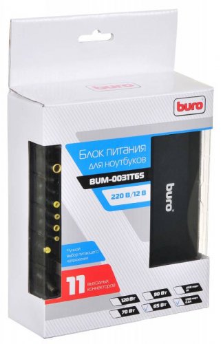 Блок питания Buro BUM-0031T65 ручной 65W 12V-24V 11-connectors 3.2A 1xUSB 0.6A от бытовой электросет фото 4