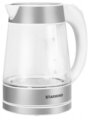 Чайник электрический Starwind SKG2011 1.7л. 2200Вт белый/серебристый (корпус: стекло) фото 4