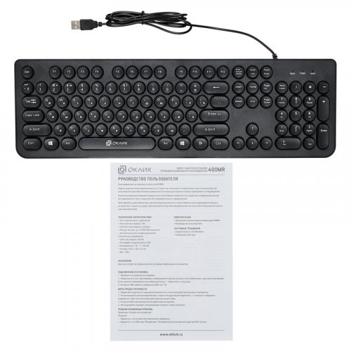 Клавиатура Оклик 400MR черный USB slim фото 9