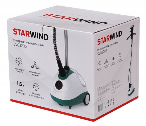 Отпариватель напольный Starwind SVG3200 1800Вт белый/зеленый фото 2