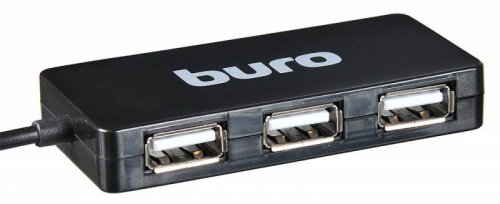 Разветвитель USB 2.0 Buro BU-HUB4-U2.0-Slim 4порт. черный фото 3