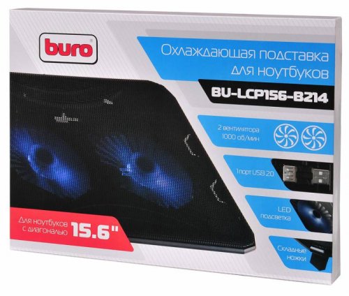 Подставка для ноутбука Buro BU-LCP156-B214 15.6"358x270x21мм 1xUSB 2x 140ммFAN 597г металлическая се фото 3