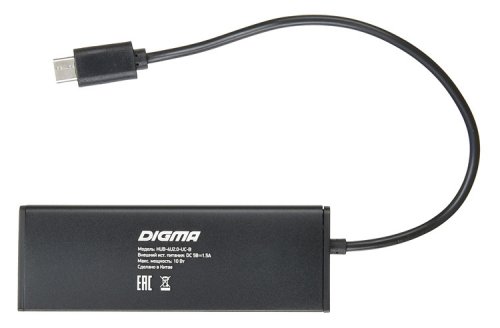 Разветвитель USB-C Digma HUB-4U2.0-UC-B 4порт. черный фото 5
