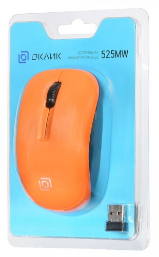 Мышь Оклик 525MW черный/оранжевый оптическая (1000dpi) беспроводная USB для ноутбука (3but) фото 3