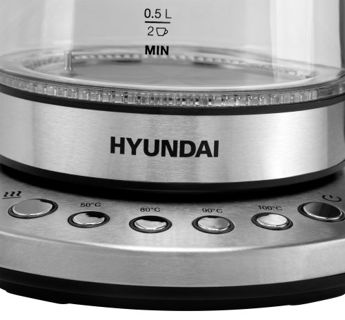 Чайник электрический Hyundai HYK-G3026 1.7л. 2200Вт серебристый/черный (корпус: стекло) фото 8