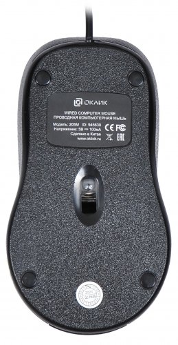 Мышь Оклик 205M черный оптическая (800dpi) USB (3but) фото 2