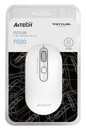 Мышь A4Tech Fstyler FG20 белый оптическая (2000dpi) беспроводная USB для ноутбука (4but) фото 3