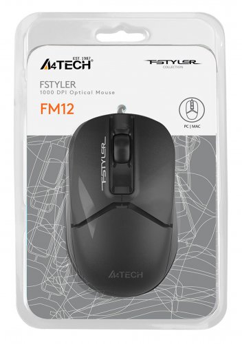 Мышь A4Tech Fstyler FM12 черный оптическая (1200dpi) USB (3but) фото 10