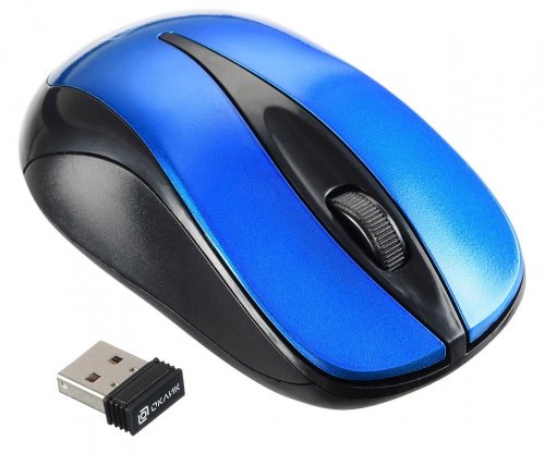 Мышь Оклик 675MW черный/синий оптическая (800dpi) беспроводная USB для ноутбука (3but) фото 7
