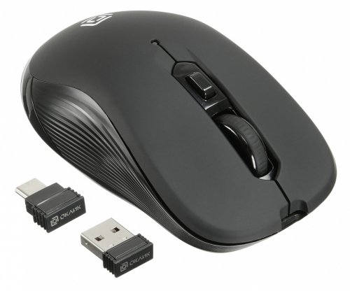 Мышь Оклик 610MWC черный оптическая (1600dpi) беспроводная USB/USB-C для ноутбука (6but) фото 2