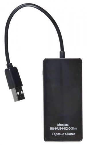 Разветвитель USB 2.0 Buro BU-HUB4-U2.0-Slim 4порт. черный фото 2