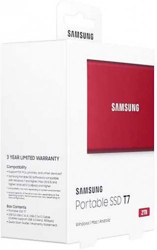 Накопитель SSD Samsung USB-C 2Tb MU-PC2T0R/WW T7 1.8" красный фото 4