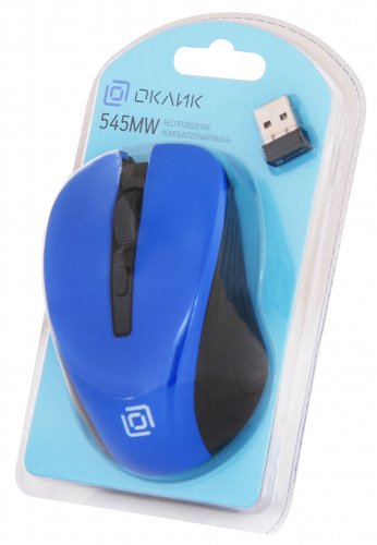 Мышь Оклик 545MW черный/синий оптическая (1600dpi) беспроводная USB для ноутбука (4but) фото 3