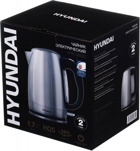 Чайник электрический Hyundai HYK-S2030 1.7л. 2200Вт серебристый матовый/черный (корпус: металл) фото 8