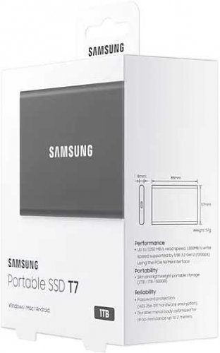 Накопитель SSD Samsung USB-C 1Tb MU-PC1T0T/WW T7 1.8" черный фото 3