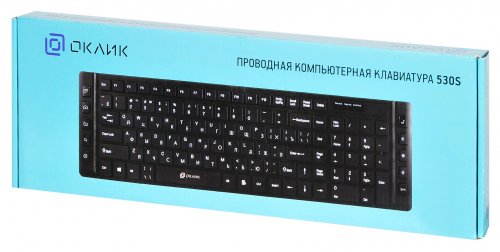 Клавиатура Оклик 530S черный USB slim Multimedia фото 5