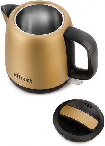 Чайник электрический Kitfort KT-6111 1л. 1630Вт золотистый/черный (корпус: нержавеющая сталь) фото 2