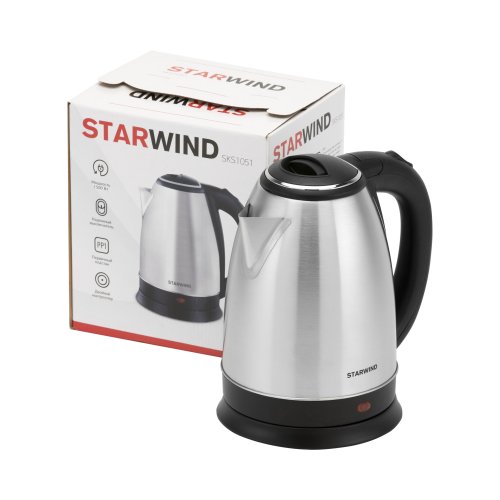 Чайник электрический Starwind SKS1051 1.8л. 1500Вт серебристый матовый/черный (корпус: нержавеющая с фото 6