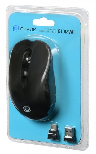 Мышь Оклик 610MWC черный оптическая (1600dpi) беспроводная USB/USB-C для ноутбука (6but) фото 7
