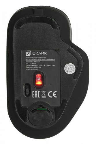 Мышь Оклик 636LWC черный оптическая (1600dpi) беспроводная USB/USB-C для ноутбука (6but) фото 13