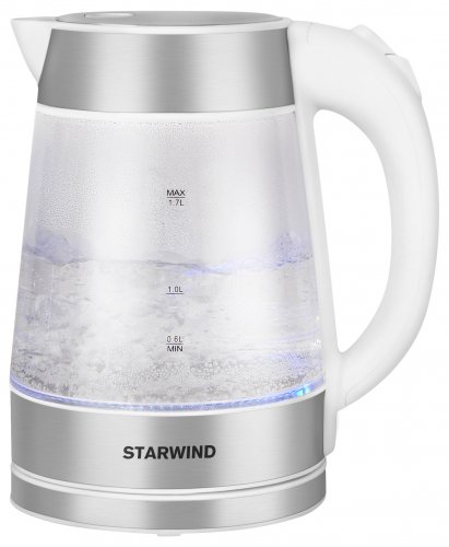 Чайник электрический Starwind SKG2011 1.7л. 2200Вт белый/серебристый (корпус: стекло) фото 7