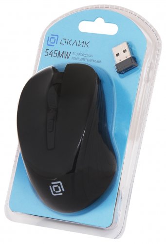 Мышь Оклик 545MW черный оптическая (1600dpi) беспроводная USB для ноутбука (4but) фото 8