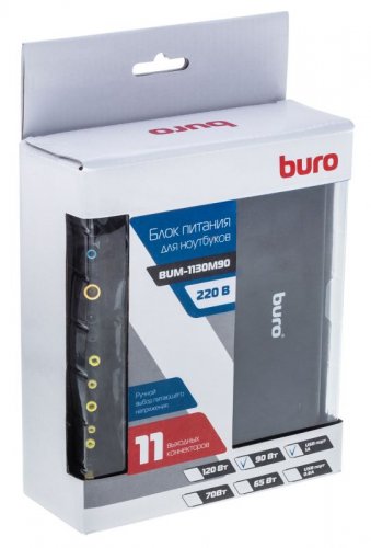 Блок питания Buro BUM-1130M90 ручной 90W 12V-20V 11-connectors 3.75A 1xUSB 1A от бытовой электросети фото 5