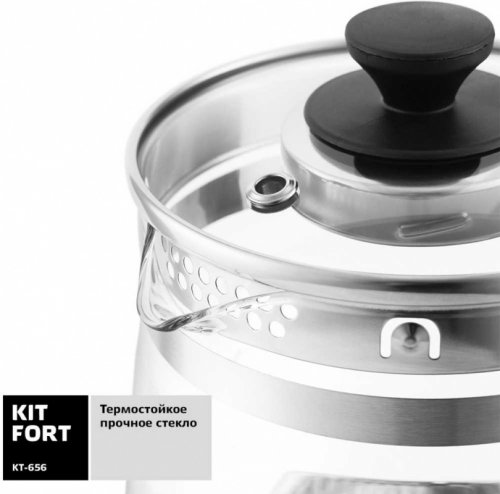 Чайник электрический Kitfort KT-656 1.5л. 2200Вт черный (корпус: стекло) фото 5
