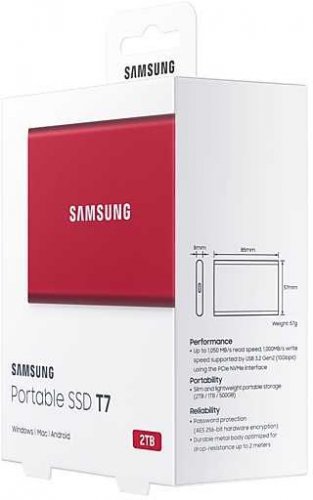 Накопитель SSD Samsung USB-C 2Tb MU-PC2T0R/WW T7 1.8" красный фото 3