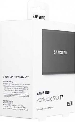 Накопитель SSD Samsung USB-C 2Tb MU-PC2T0T/WW T7 1.8" черный фото 4