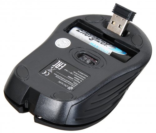 Мышь Оклик 545MW черный оптическая (1600dpi) беспроводная USB для ноутбука (4but) фото 4