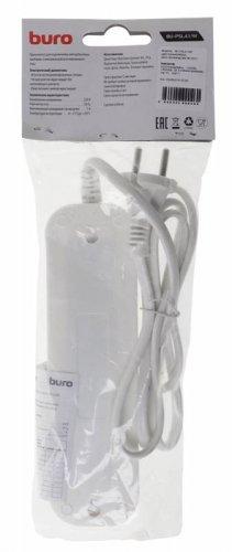 Сетевой удлинитель Buro BU-PSL4.1/W 1.5м (4 розетки) белый (пакет ПЭ) фото 2