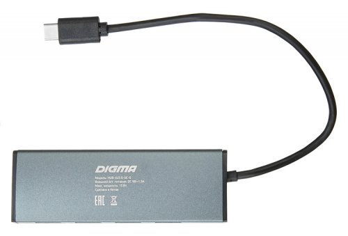 Разветвитель USB-C Digma HUB-4U3.0-UC-G 4порт. серый фото 5