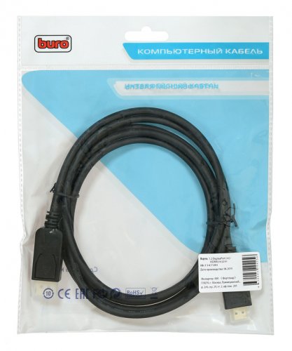 Кабель аудио-видео Buro v. 1.2 DisplayPort (m)/HDMI (m) 2м. Позолоченные контакты черный (BHP DPP_HD фото 2